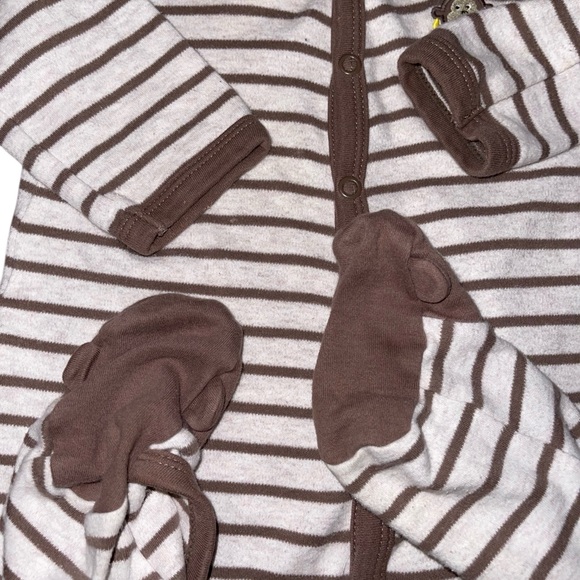 Carter’s Baby 6M Cotton Brown White Stripe Onesie Monkey Footsie - Picture 6 of 10